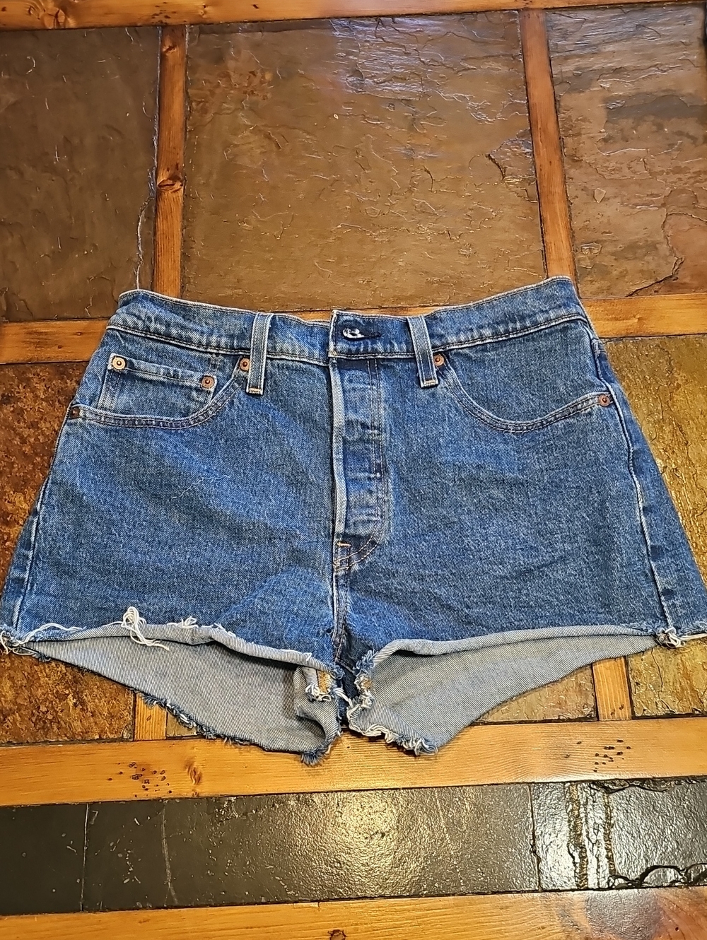 Levi's Classic Blue Cutoff High-Rise Denim Shorts